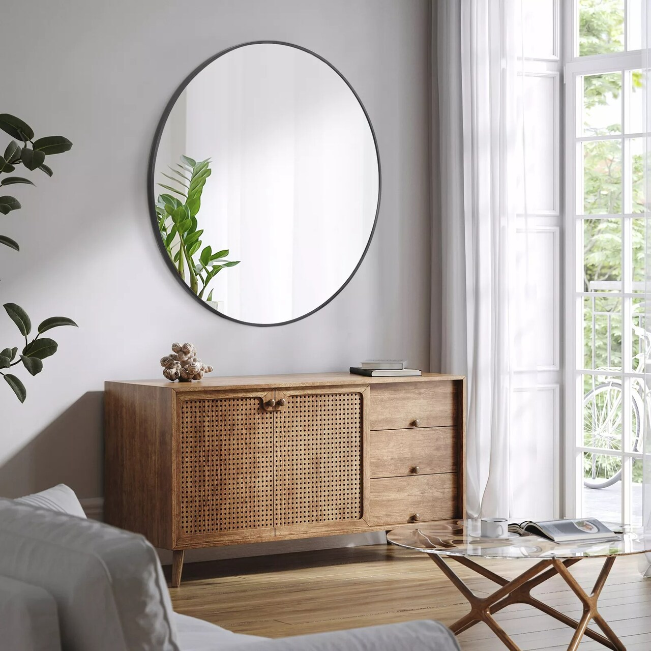 36" Metal Frame Round Wall Mirror for Bathroom Vanity Wall Decor Circle Mirror